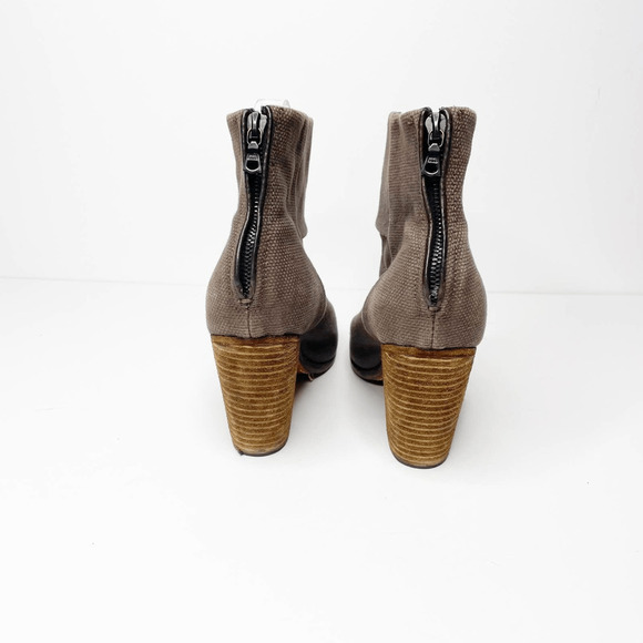 Rag & Bone Newbury Canvas Ankle Boot gray wooden heel canvas womens 41 US 11 - Picture 3 of 6